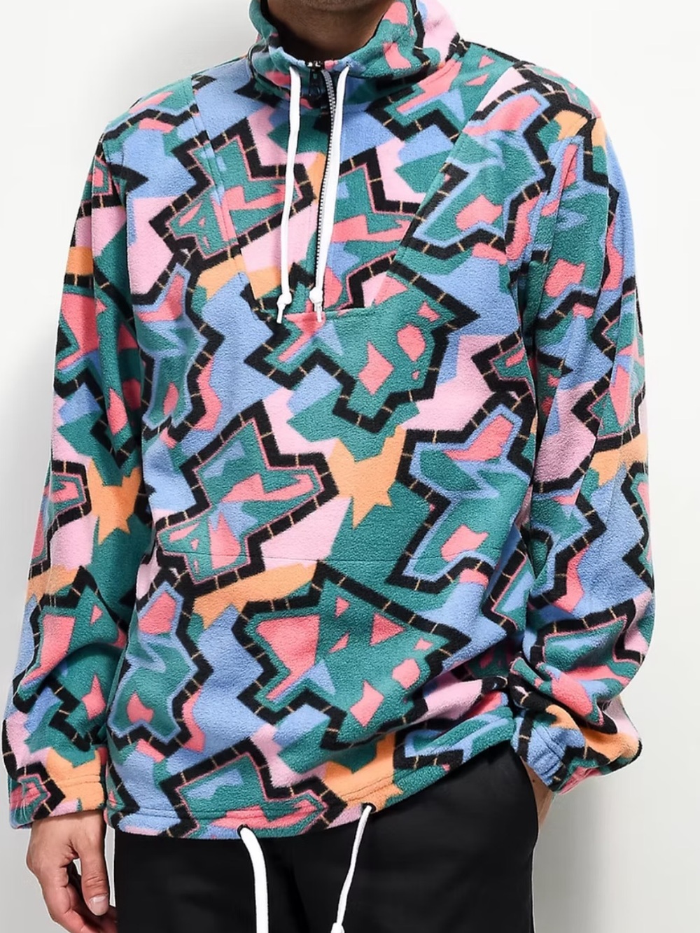 Empyre Aspen multicolor abstract geometric half-zip tech fleece retro '90s